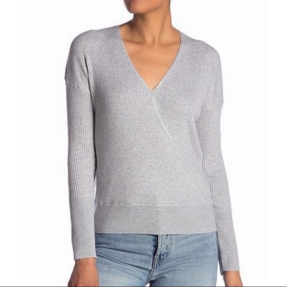 Elodie Wrap Sweater. Grey. L